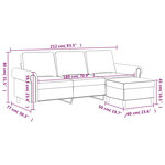 vidaXL Canapé à 3 places avec repose-pieds Gris foncé 180 cm Velours