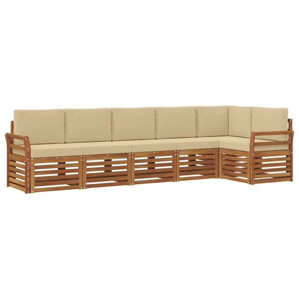 vidaXL Ensemble de canapés d'extérieur 6 pc Naturel et Beige Polyester