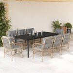 vidaXL Ensemble à manger de jardin et coussins 9 Pièces mélange beige
