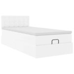 vidaXL Cadre de lit ottoman et matelas blanc pur 100x200cm similicuir