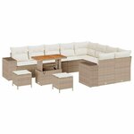 vidaXL Ensemble de canapé de jardin 12 Pièces Beige polyrotin