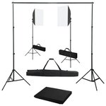 vidaXL Kit de studio photo avec boîtes à lumière et toile de fond