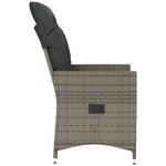 vidaXL Chaise inclinable de jardin avec coussins gris résine tressée