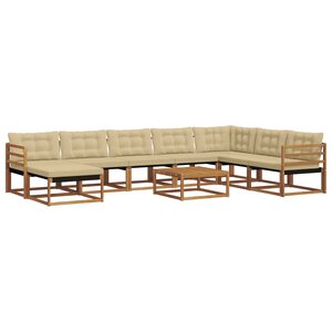 vidaXL Ensemble de canapés d'extérieur 9 Pièces Naturel et Beige