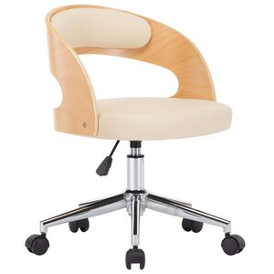 vidaXL Chaise pivotante à manger Crème Bois courbé et Similicuir