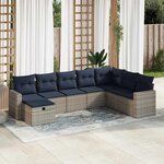 vidaXL Salon de jardin 8 Pièces avec coussins gris résine tressée