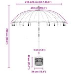 vidaXL Parasol balinais 260 Bleu 210-220 cm Coton et bois massif