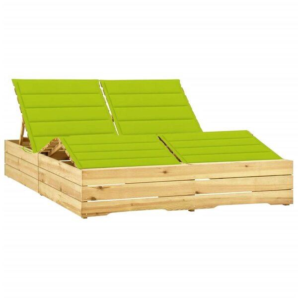 vidaXL Chaise longue double et coussins vert vif Bois de pin imprégné
