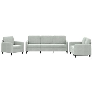 vidaXL Ensemble de canapés 3 Pièces gris clair velours