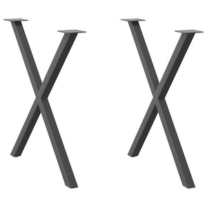 vidaXL Pieds de table à manger en forme de X 2 pièces Anthracite 70 x (72-73) cm Acier