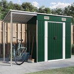 vidaXL Abri de jardin avec toit prolongé vert 277x110 5x181 cm acier