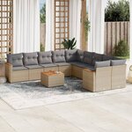 vidaXL Salon de jardin 11 Pièces avec coussins beige résine tressée