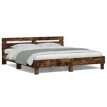vidaXL Cadre de lit avec LED sans matelas chêne fumé 180x200 cm