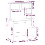 vidaXL Bureau et étagères chêne marron 100x45x140 cm bois d'ingénierie