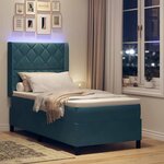 vidaXL Lit à Ressorts avec Matelas LED Bleu 90 x 200 cm Velours