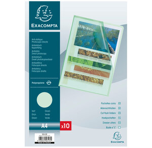 SACHET 10 POCH.COINS PP Grainé VERT x 10 EXACOMPTA