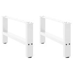 vidaXL Pieds de table basse Blanc 2 pièces 70 x (30-31) cm Acier
