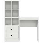 vidaXL Bureau avec tiroir avec étagère avec stockage 2 Pièces Blanc