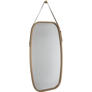 Miroir ovale bambou anse cuir