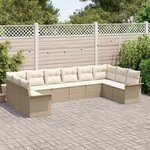 vidaXL Ensemble de canapé de jardin 10 Pièces Beige polyrotin