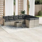 vidaXL Salon de jardin avec coussins 10 Pièces gris clair résine tressée