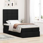 vidaXL Cadre de lit ottoman avec matelas noir 100x200cm tissu