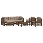 vidaXL Salon de jardin 7 Pièces avec coussins marron miel bois massif