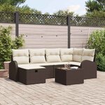 vidaXL Ensemble de canapé de jardin avec coussin 7 Pièces Marron et crème