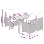 vidaXL Ensemble de bistro de jardin 5 Pièces coussins beige poly rotin