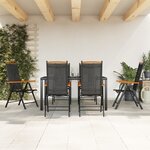 vidaXL Ensemble à manger de jardin 7 Pièces noir aluminium