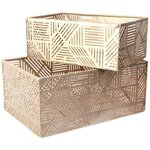 Paniers de rangement en métal ajouré doré (lot de 2) 21 et 25 cm