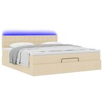 vidaXL Lit ottoman avec matelas et LED crème 180x200cm tissu