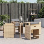 vidaXL Chaises de jardin avec coussins lot de 4 mélange beige