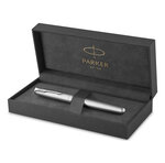 Parker sonnet essentiel stylo roller  acier  recharge noire pointe fine  coffret cadeau