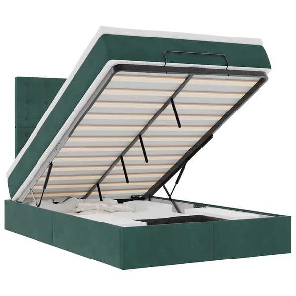 vidaXL Cadre de lit ottoman avec matelas vert foncé 120x190 cm velours