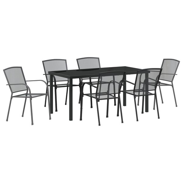 vidaXL Set de jardin de 7 pièces en acier anthracite