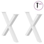 vidaXL Pieds de table à manger en forme de X  2 pièces  blanc  90 x (72-73) cm  acier