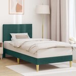 vidaXL Cadre de lit avec tête de lit Vert foncé 90 x 190 cm Tissu