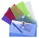 Sachet De 5 Mini Pochettes-enveloppes Polypropylène - 25x13 5cm - Couleurs Assorties - X 10 - Exacompta