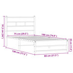 vidaXL Cadre de lit en métal sans matelas chêne marron 75x190 cm