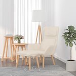 vidaXL Chaise de relaxation avec tabouret Blanc crème Velours
