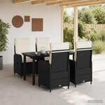 vidaXL Ensemble de salle à manger pour jardin 5 pc Noir et blanc crème