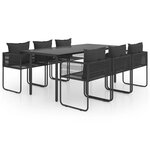 vidaXL Salon de jardin 7 Pièces PVC Résine tressée Noir