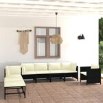 vidaXL Salon de jardin 8 Pièces avec coussins Résine tressée Noir