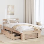 vidaXL Cadre de lit avec tiroir Marron 100 x 200 cm Bois de pin massif