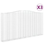 vidaXL Paniers à gabions arqués 3 Pièces 400x30x200/220 cm Fer galvanisé