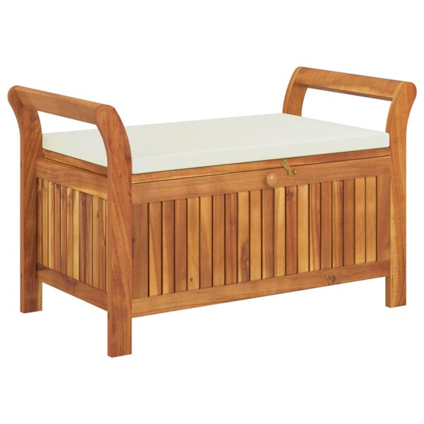 vidaXL Banc de rangement de jardin avec coussin 91 cm Bois d'acacia