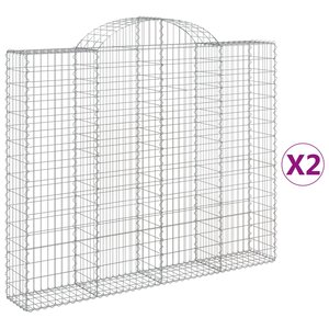 vidaXL Paniers à gabions arqués 2 Pièces 200x30x160/180 cm Fer galvanisé