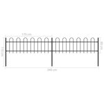 vidaXL Clôture de jardin avec dessus en cerceau Acier 3 4 x 0 6 m Noir