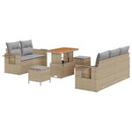 vidaXL Ensemble de canapé de jardin 8 Pièces Beige polyrotin